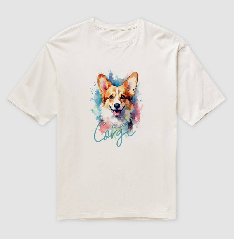 Corgi Splash 2 - Camiseta Oversized
