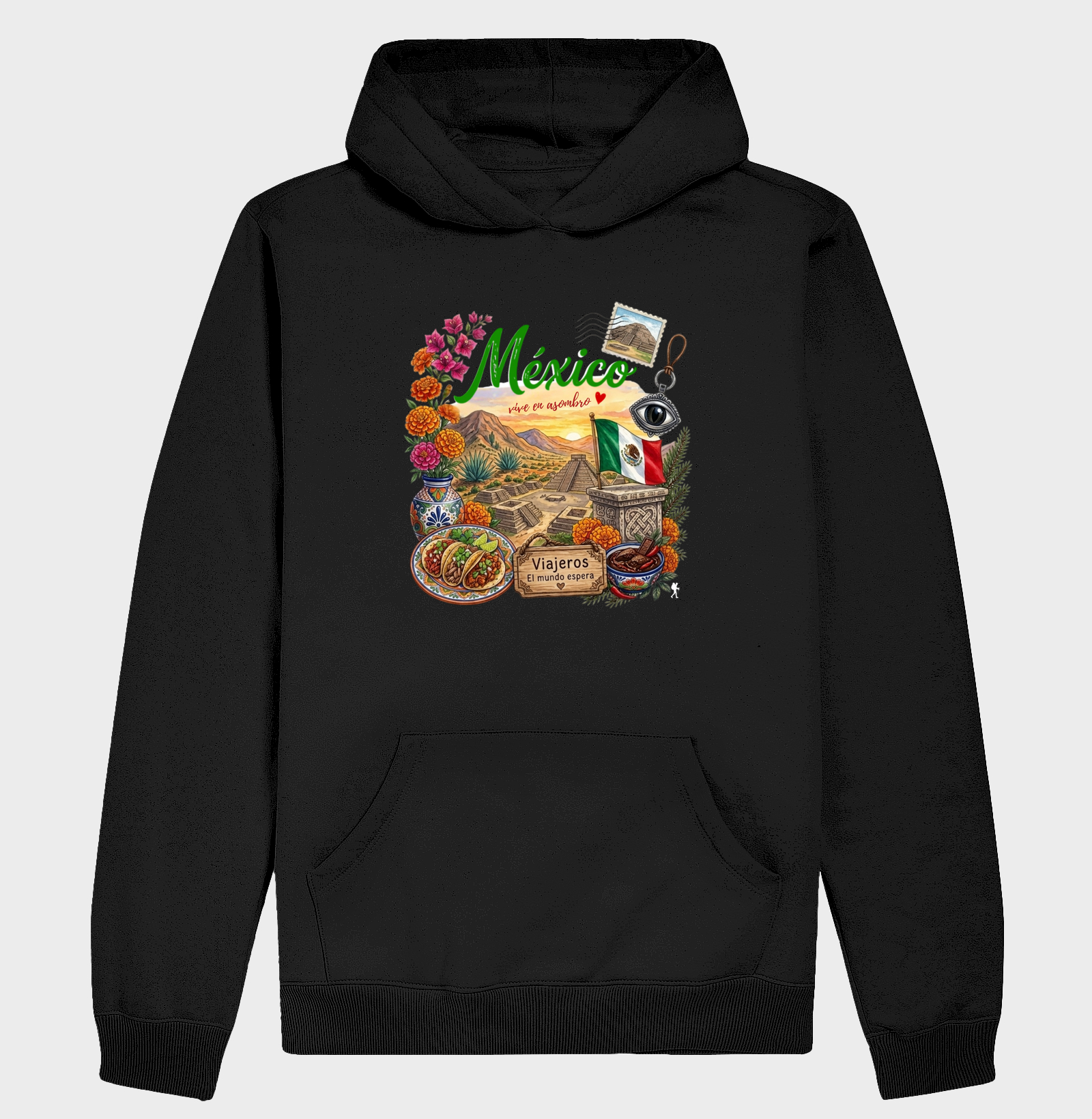 Camiseta Mexico Vive en Asombro | Piramides Tacos Aquarela | Colecao Fashion Travel