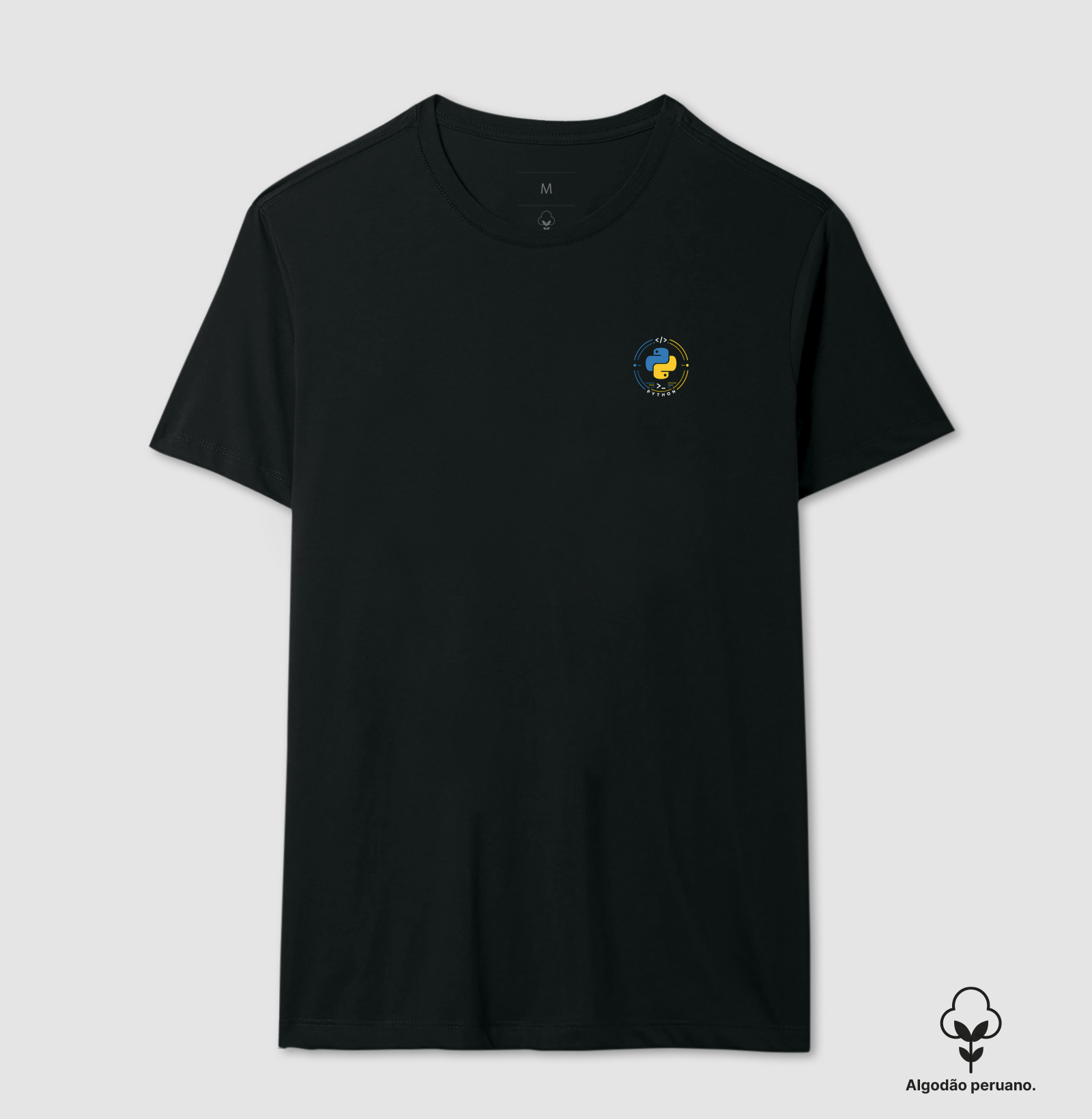 Camiseta Python Badge — Estampa de Bolso em Algodão Peruano