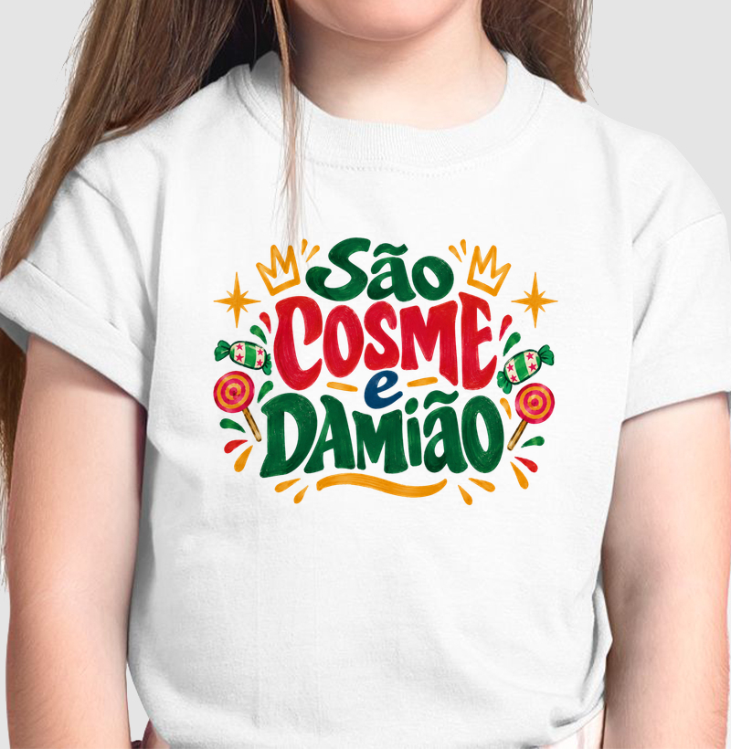 Camiseta Infantil São Cosme e Damião - Camiseta Infantil