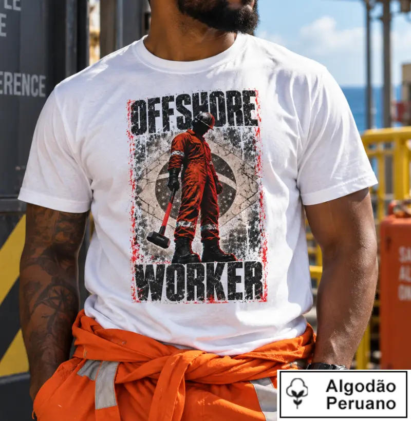 Offshore Worker Brasil - 1 - Camiseta Algodão Peruano