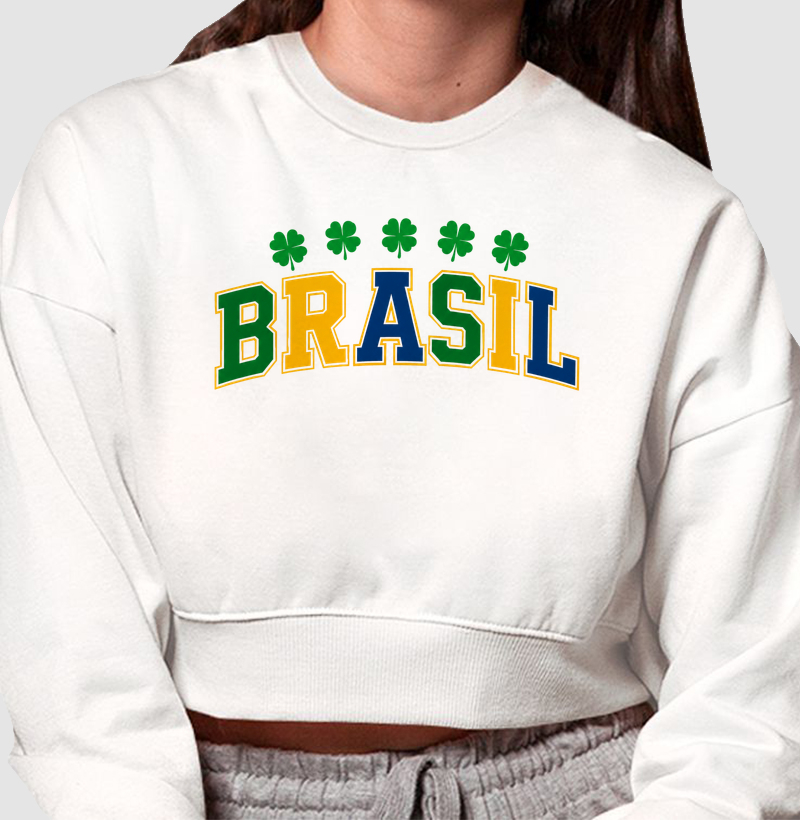 Camiseta Brasil Cores - Cropped Moletom