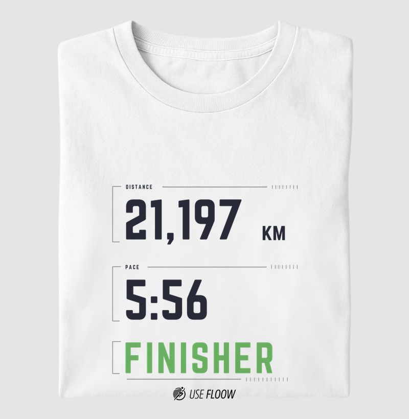 Camiseta Meia Maratona - Finisher 21 K Pace 5:56