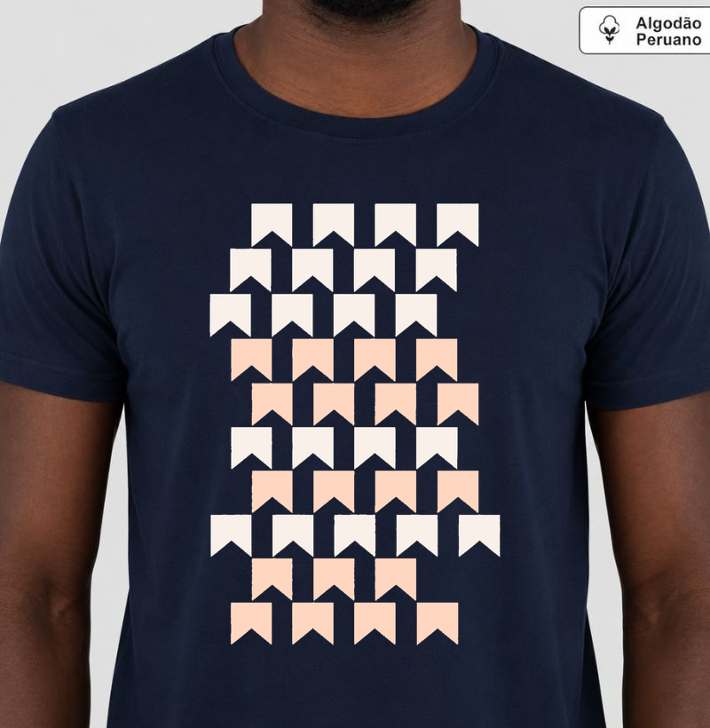 Camiseta Algodão Peruano Bandeirinhas Geométrica Minimalista 