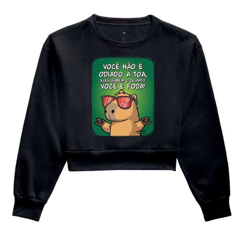Camiseta Capivara Você é Foda - Cropped Moletom