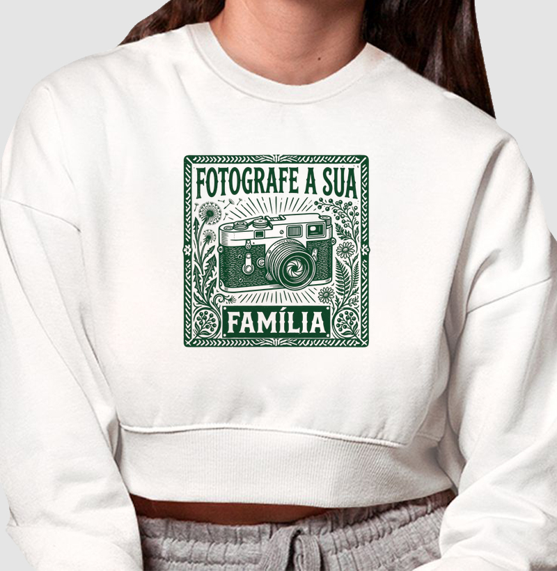 Cropped moletom Fotografe a sua família - Algodão Premium - ilustração verde