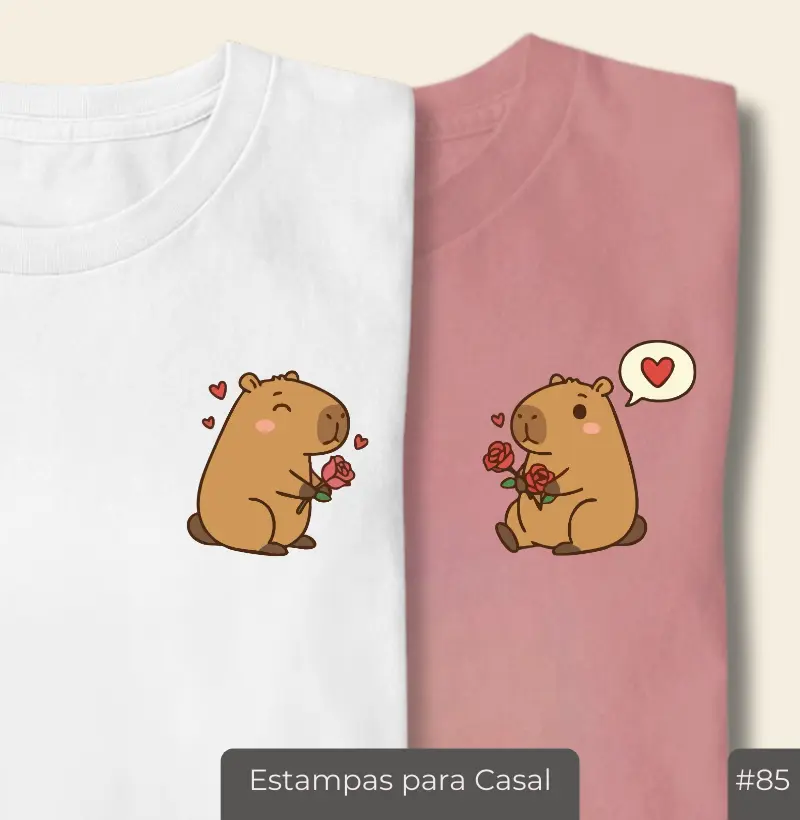 Camiseta Casal20 – Capilovers (Capivara com Rosa) #85