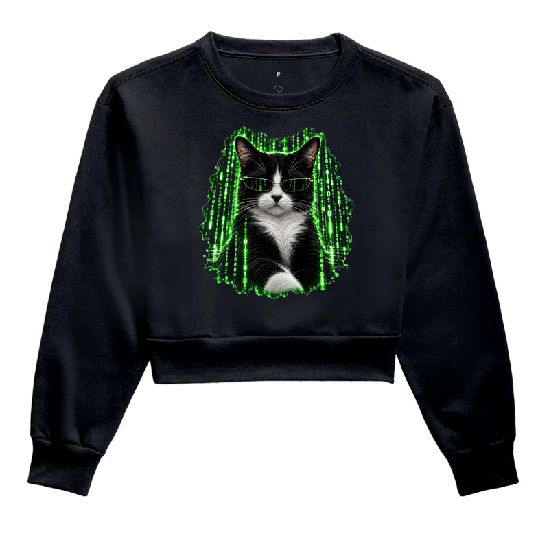 Gato Frajola - Matrix - Cropped Moletom