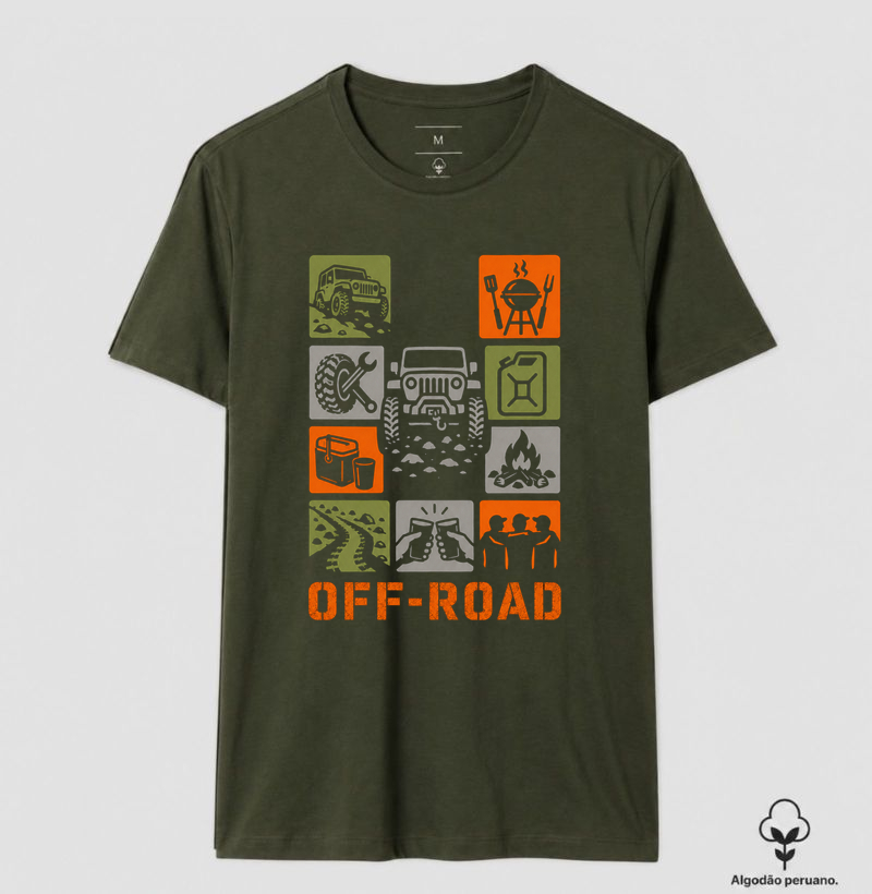 Figurinhas off road - Camiseta Algodão Peruano