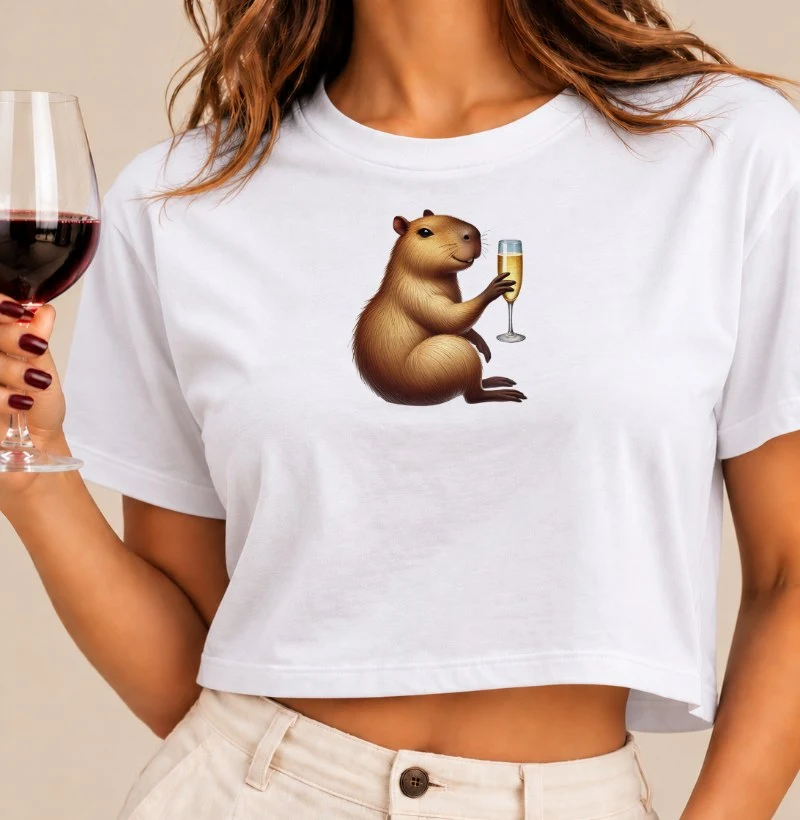 Camiseta Cropped Capivara Espumante - Cropped