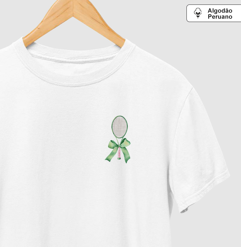 Raquete com Laço Verde Pocket - Camiseta Algodão Peruano