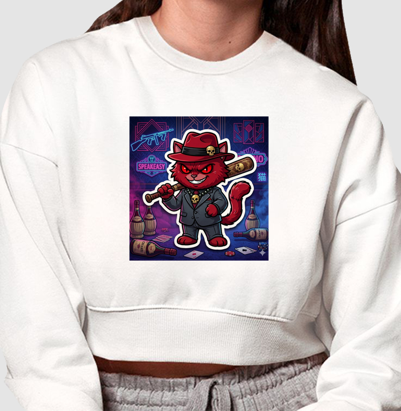 Cropped Moletom Gato Mobster