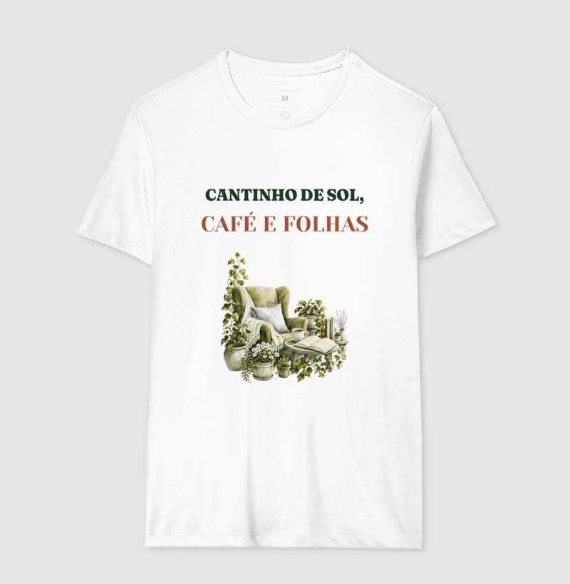 Camiseta Cantinho de Sol Cafe e Folhas