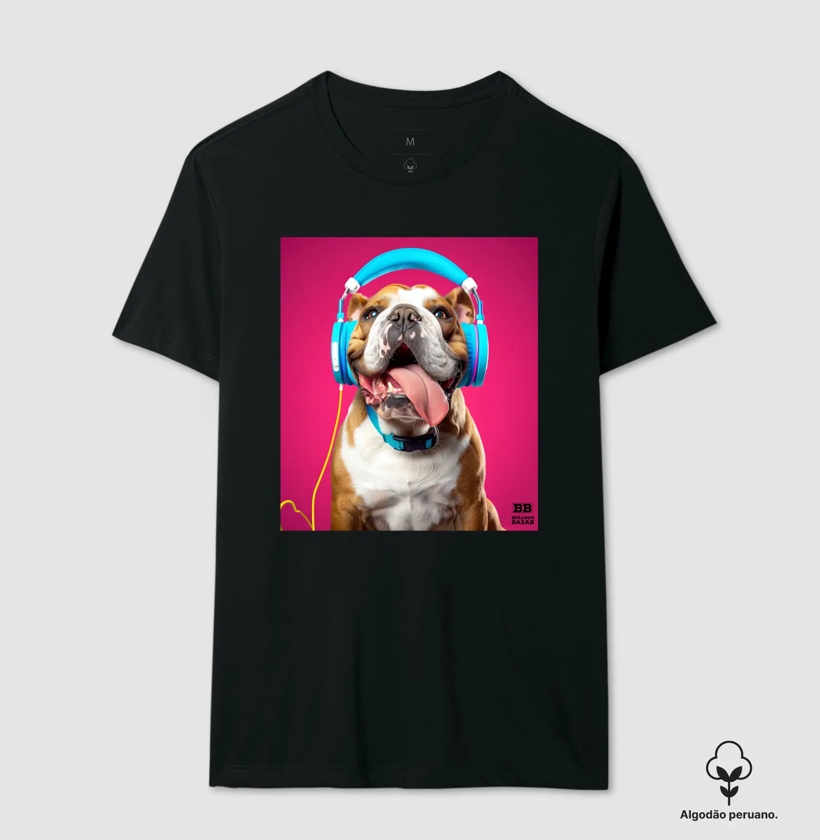 Camiseta Premium Bulldog Ingles "Headphones 3"