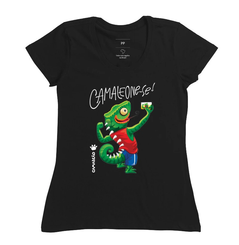Camiseta Feminina Camaleão - Camaleone-se Selfie