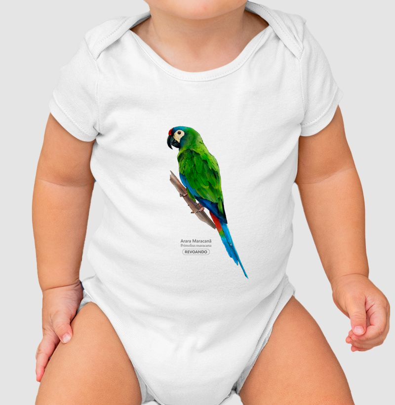 Aves do Brasil - Arara Maracanã - Body Infantil
