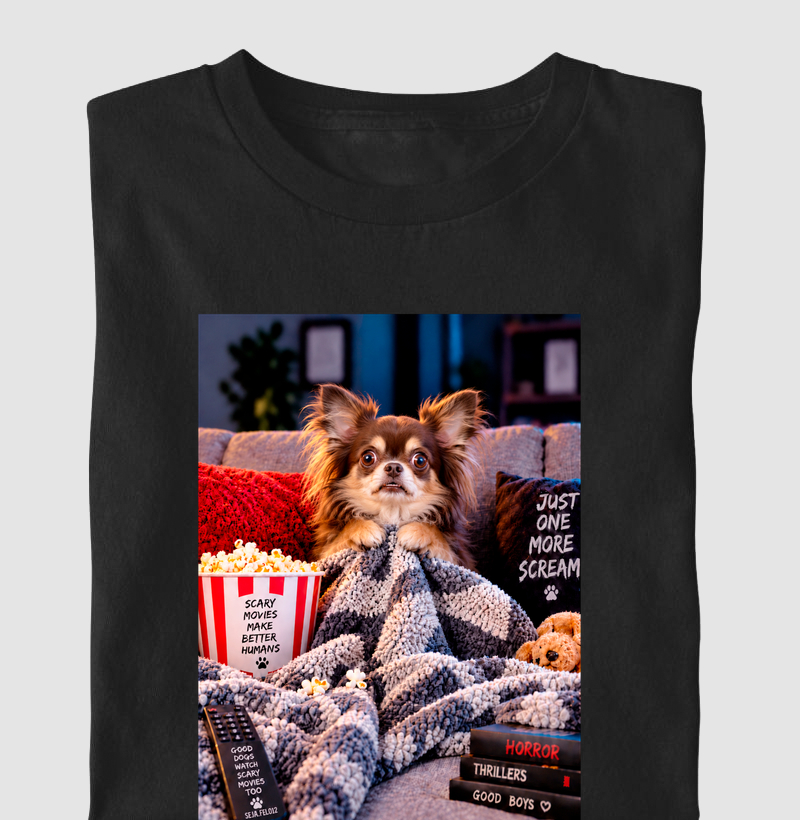 🍿👻 Scary Movie Night — Chihuahua Chocotan Edition 🐶🖤