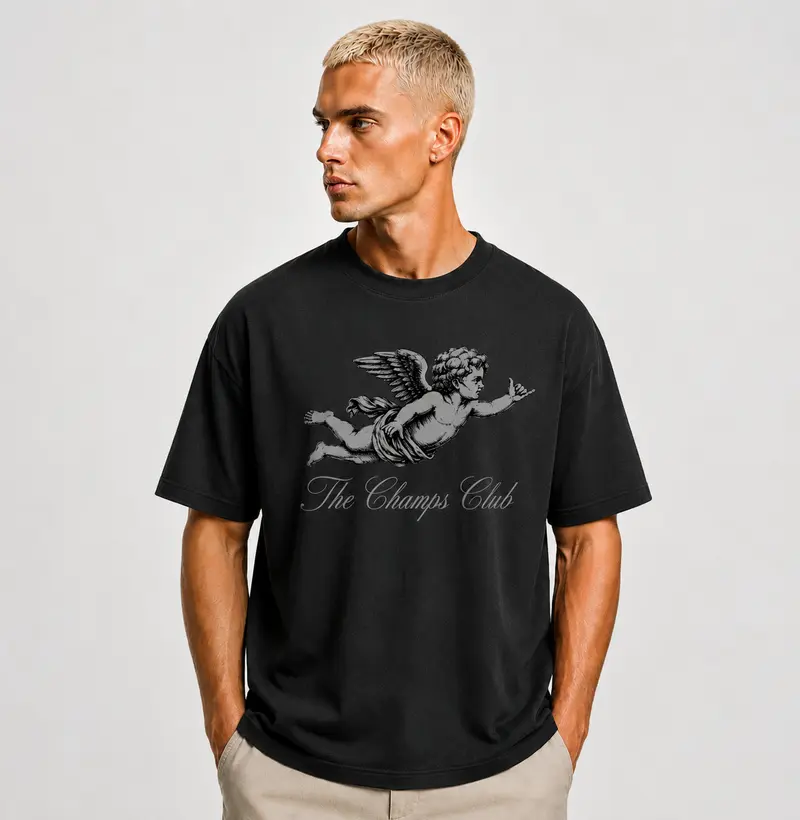 Camiseta Oversized Vintage Angel Noir