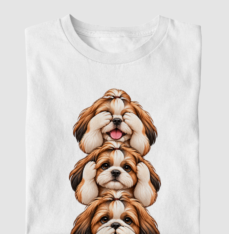 Ver, ouvir e falar versão Shih Tzu - Camiseta