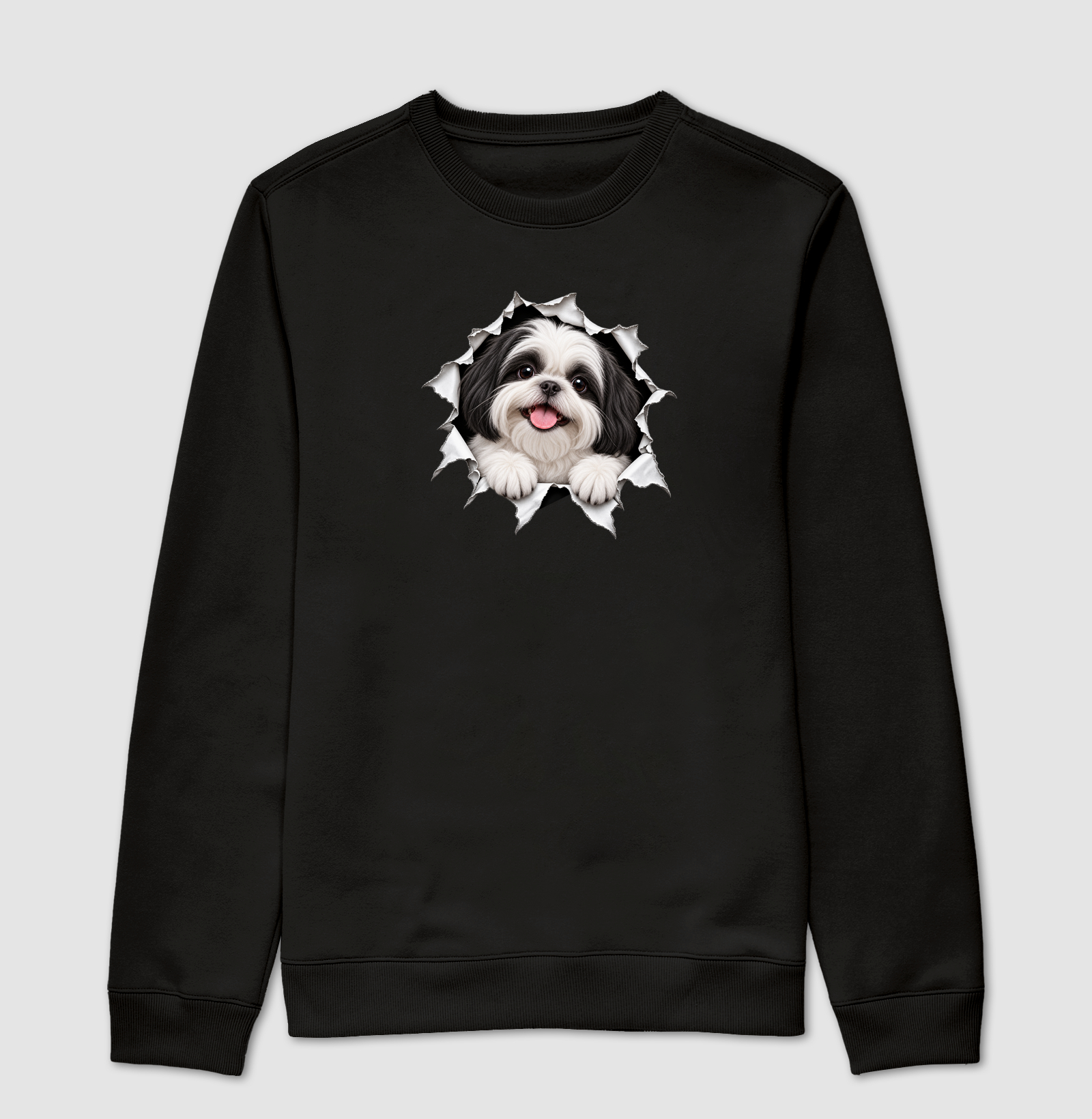 Shih Tzu Saindo da Camisa - Suéter Moletom