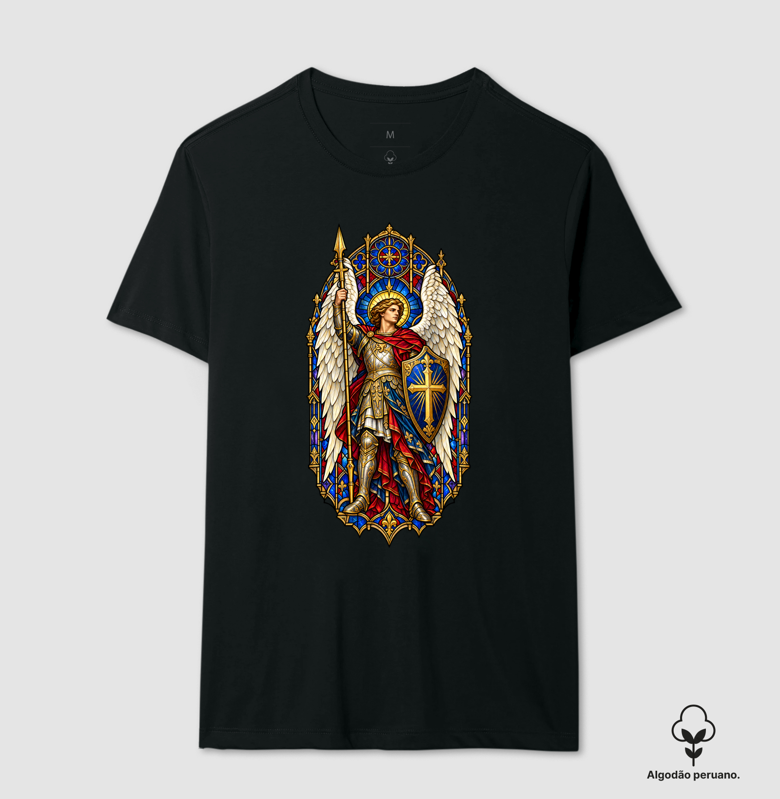São Miguel Arcanjo - Vitral - Camiseta Algodão Peruano