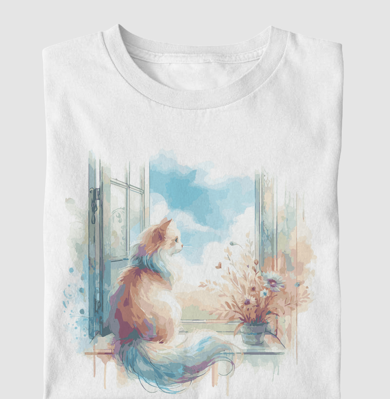 Aquarela: Gato na Janela 2