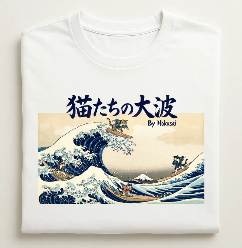 A Grande Onda dos Gatos - Hokusai v.2