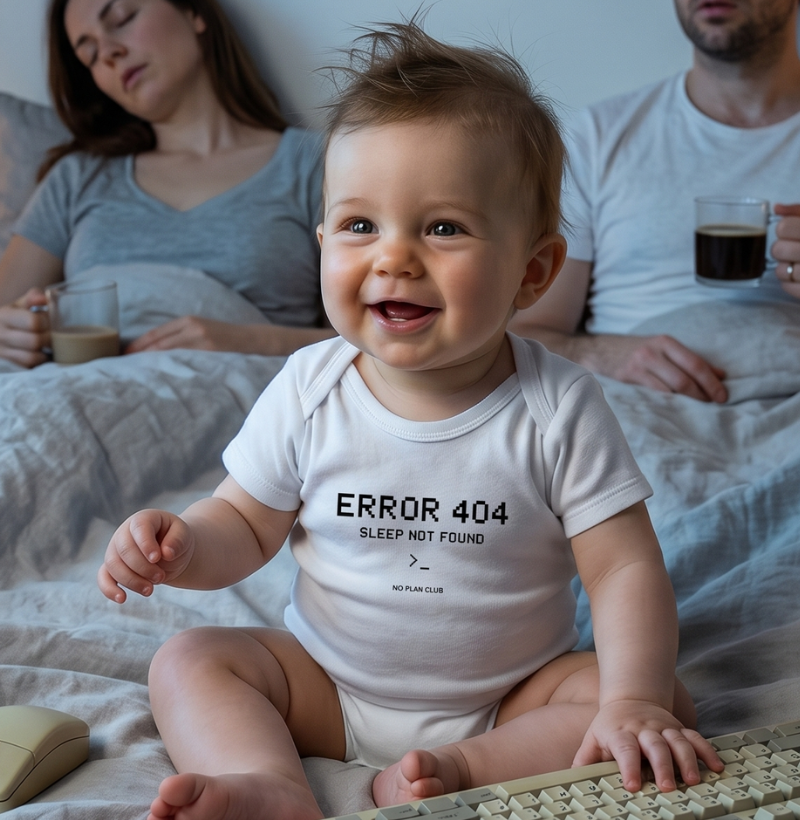Body Bebê Error 404 Sleep Not Found | 100% Algodão | No Plan Club