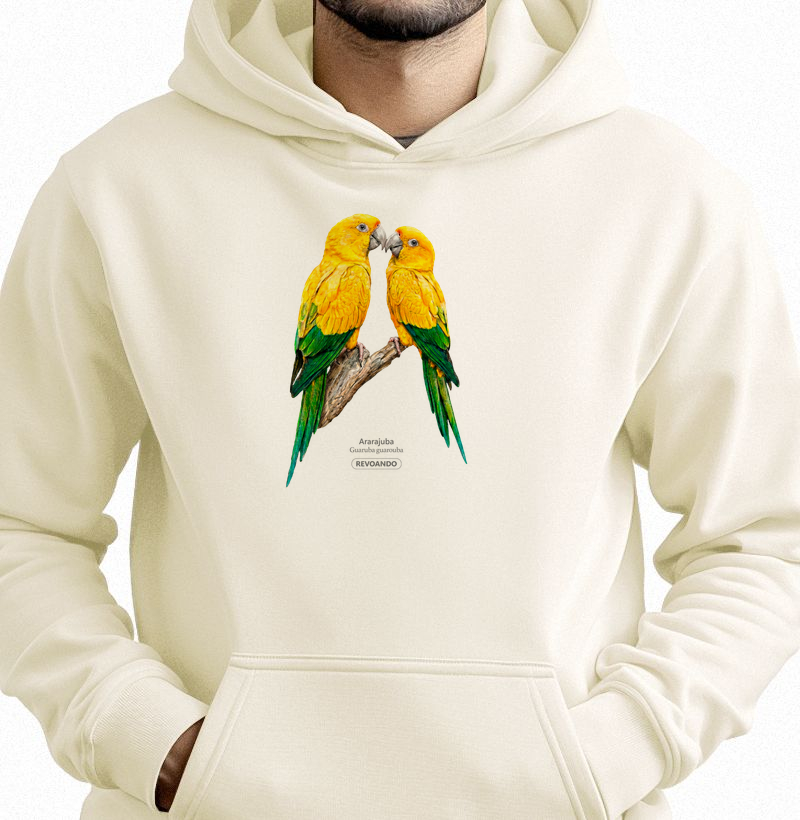 Traços Alados - Ararajuba - Moletom Hoodie