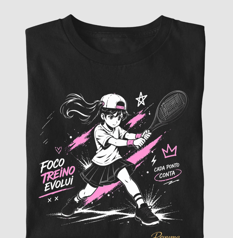 Camiseta Infantil, Menina, Juvenil Tênis "Cada Ponto Conta" - Algodão 100% 