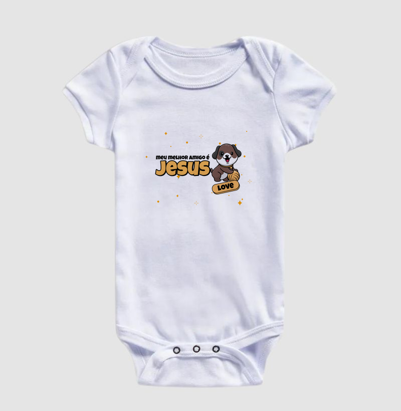 Body Infantil Meu Melhor Amigo Jesus - Estampa de Cachorro
