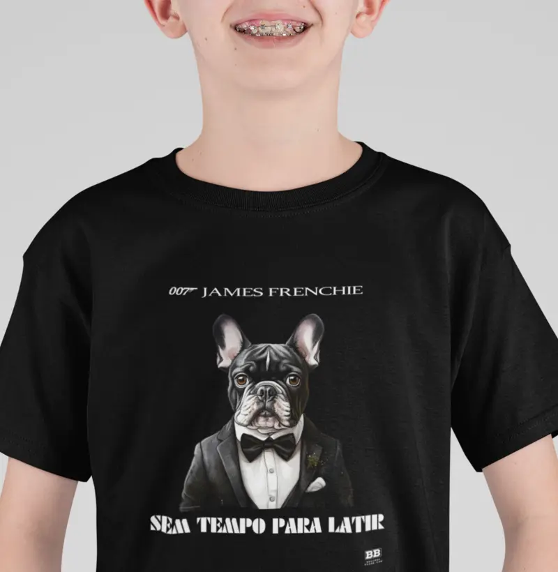 Camiseta Infantil Bulldog Frances "James Frenchie"
