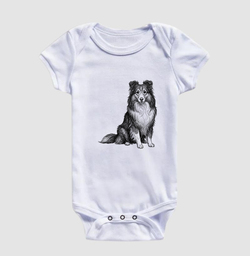 Pastor de Shetland - Desenho - Body Infantil