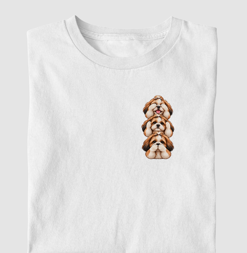 Ver, ouvir e falar versão Shih Tzu (minimal) - Camiseta Infantil