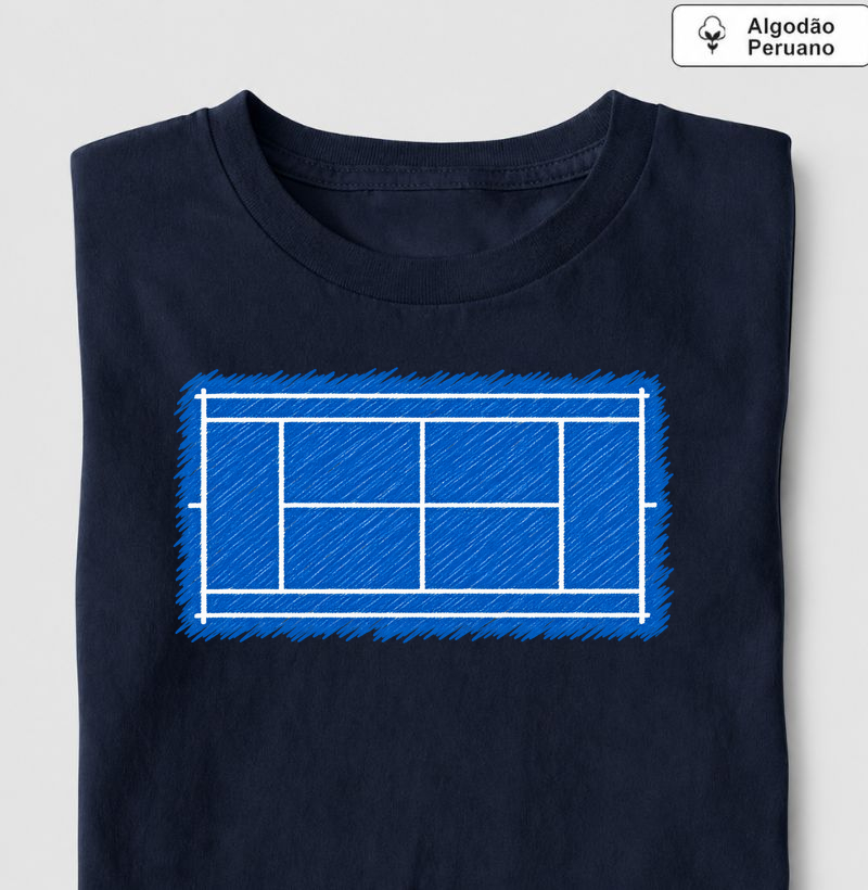 Quadra Azul Rabiscada - Camiseta Algodão Peruano