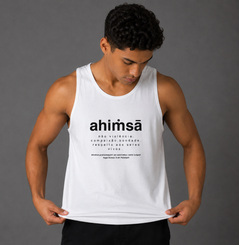 Camiseta Regata AHIṀSĀ - Yoga Sūtras de Patañjali