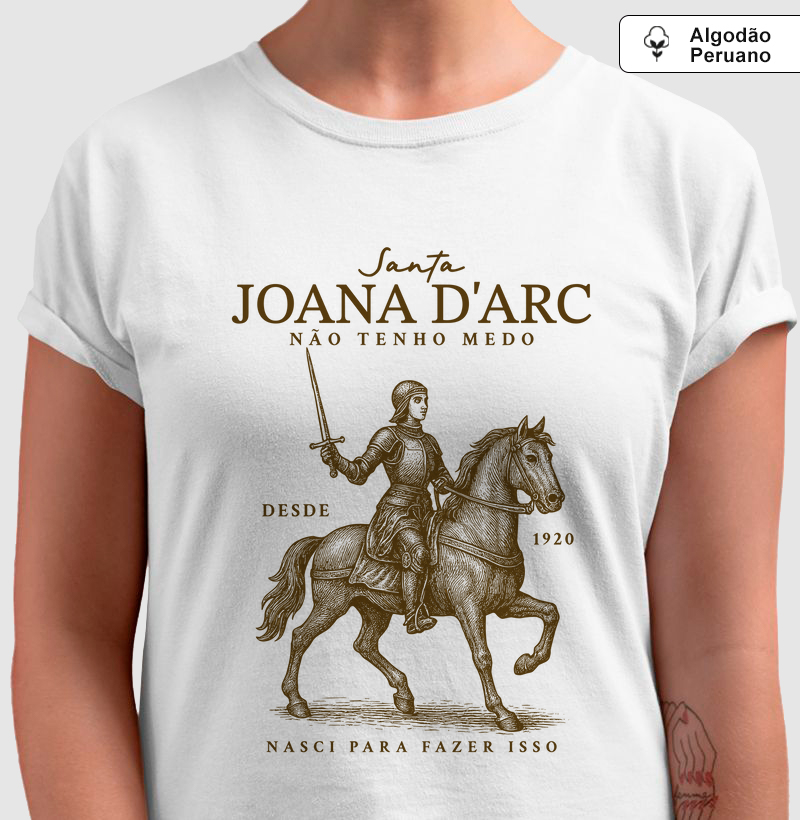 Santa Joana D'Arc e o Cavalo - Algodão Peruano