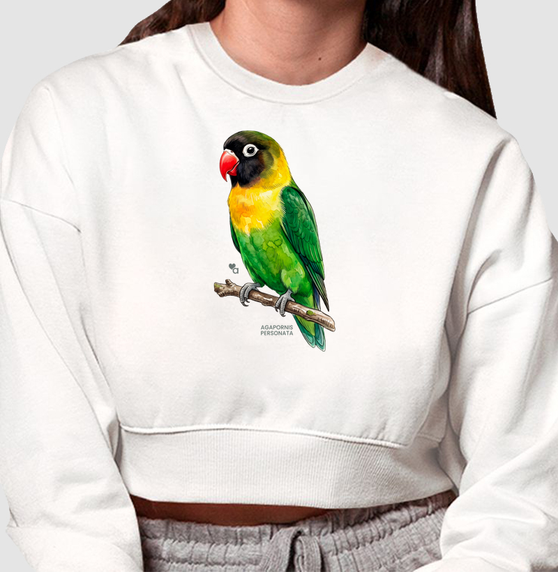 Aves - Agapornis Personata - Moletom Cropped