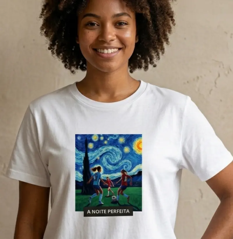 feminina de futebol estampa "noite estrelada" joga bonita