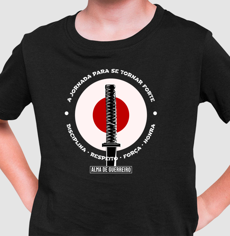 Camiseta Infantil Alma de Guerreiro Samurai Katana