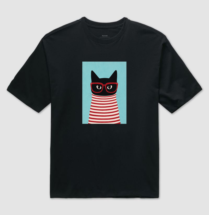 Gato Retrô - Camiseta Oversized