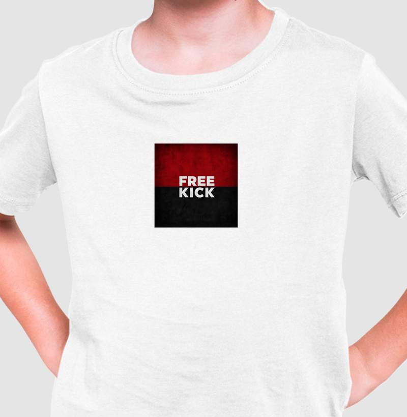 CAMISETA INFANTIL FREE KICK VERMELHO E PRETO CENTRO