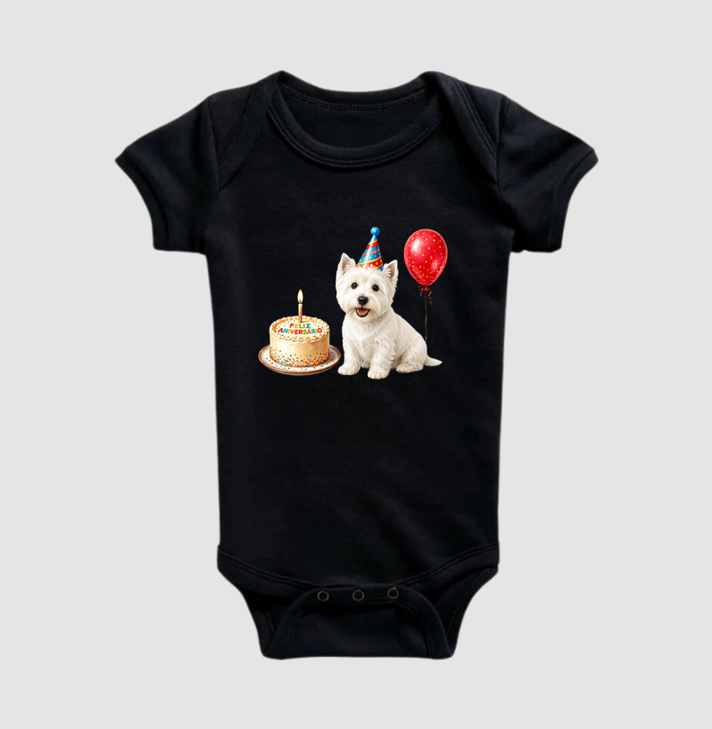 West Highland White Terrier - Aniversário - Body Infantil