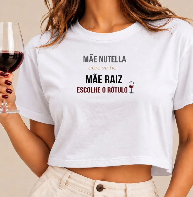 Camiseta Cropped Vinho - Mãe Nutella x Mãe Raiz - Cropped