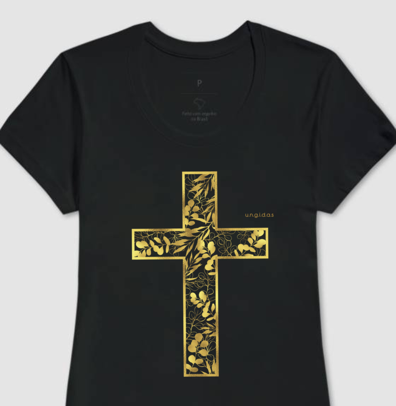 Cruz Dourada com Flores