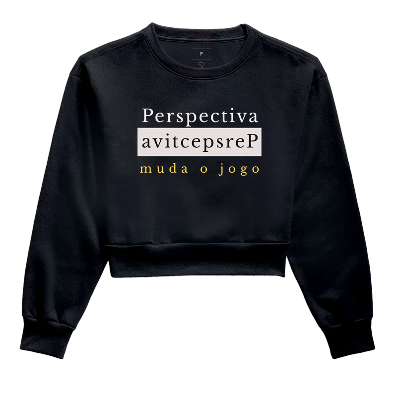 Jogo de Perspectiva - Cropped Moletom