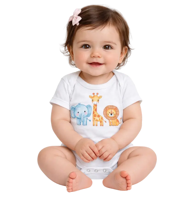 Fofura de Safari ✨ - um dos bodies mais escolhidos para presentear recém-nascidos