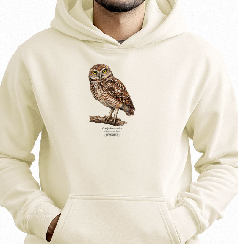 Traços Alados - Coruja-buraqueira - Moletom Hoodie