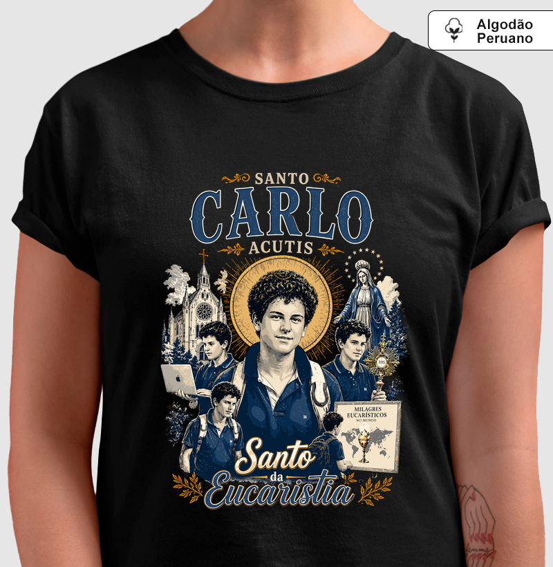 São Carlo Acustis - Santo da Eucaristia - Algodão Peruano