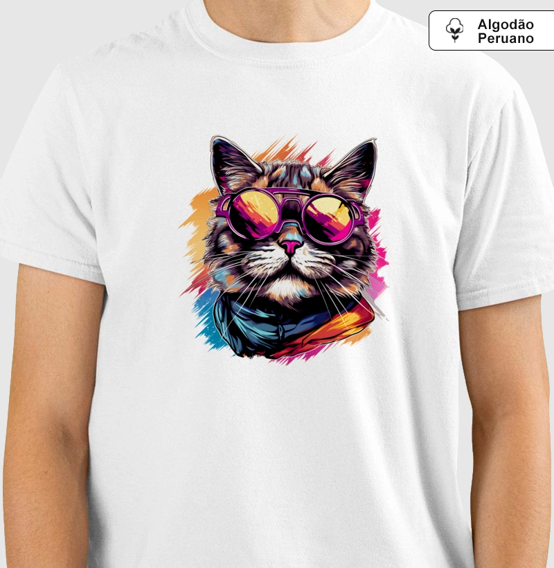 Cat with the glass - Produto Premium - Algodão Peruano
